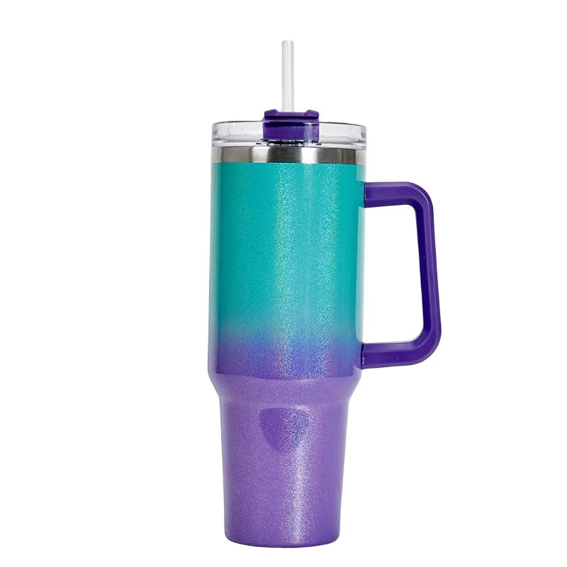 Customizable 40 oz Stainless Steel Tumbler With Handle, Hot and Cold, Personalize Option