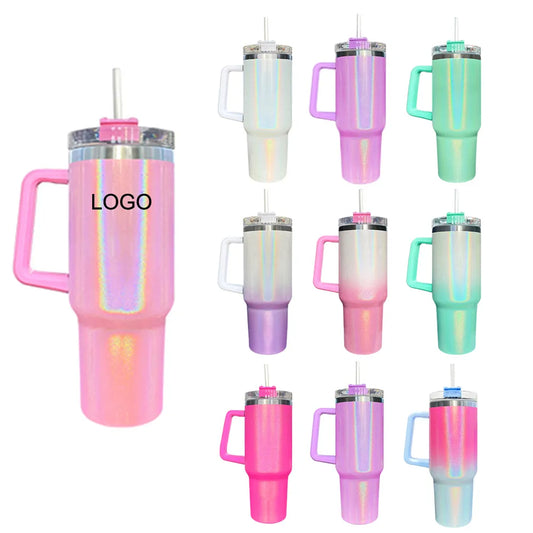 Customizable 40 oz Stainless Steel Tumbler With Handle, Hot and Cold, Personalize Option