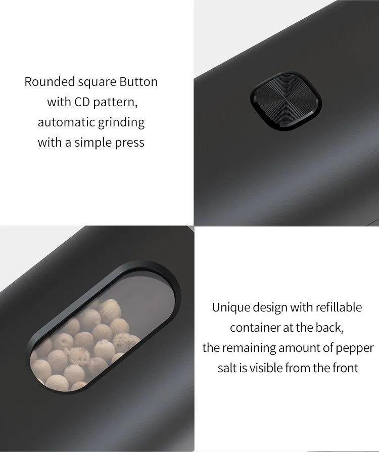 Electric Automatic Pepper And Salt Grinder Set, 2pcs USB Rechargeable Base, Adjustable Coarseness