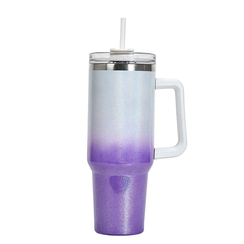 Customizable 40 oz Stainless Steel Tumbler With Handle, Hot and Cold, Personalize Option