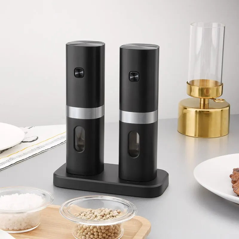 Electric Automatic Pepper And Salt Grinder Set, 2pcs USB Rechargeable Base, Adjustable Coarseness