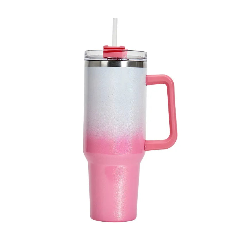 Customizable 40 oz Stainless Steel Tumbler With Handle, Hot and Cold, Personalize Option