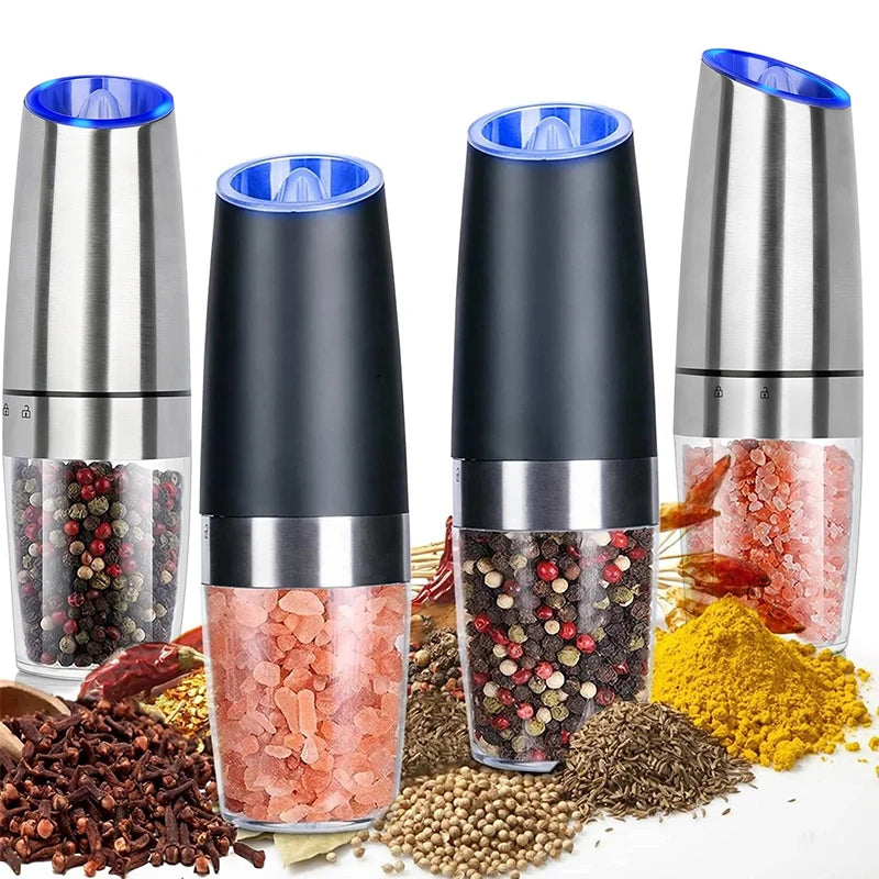 Electric Automatic Salt and Pepper Grinder, Gravity Spice Mill Shakers, Battery Powered, Adjustable Coarseness
