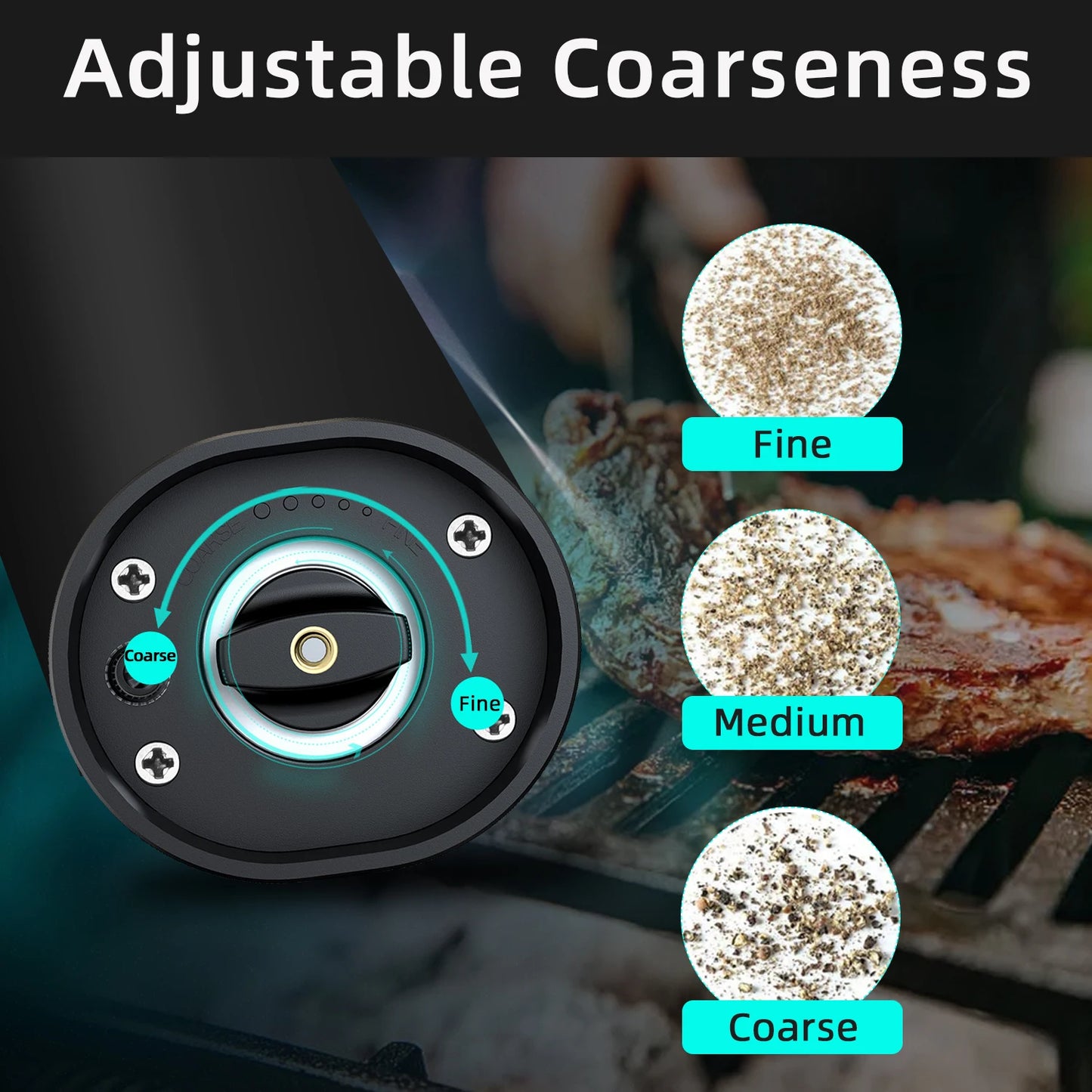Electric Automatic Pepper And Salt Grinder Set, 2pcs Battery Powered, Adjustable Coarseness