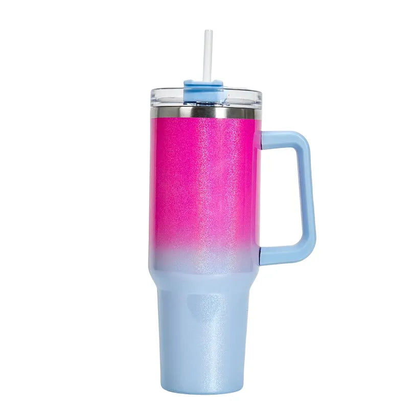 Customizable 40 oz Stainless Steel Tumbler With Handle, Hot and Cold, Personalize Option