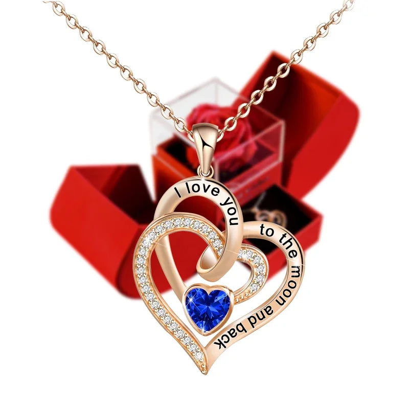 Eternal Rose Gift Box w/ Heart Pendant Necklace