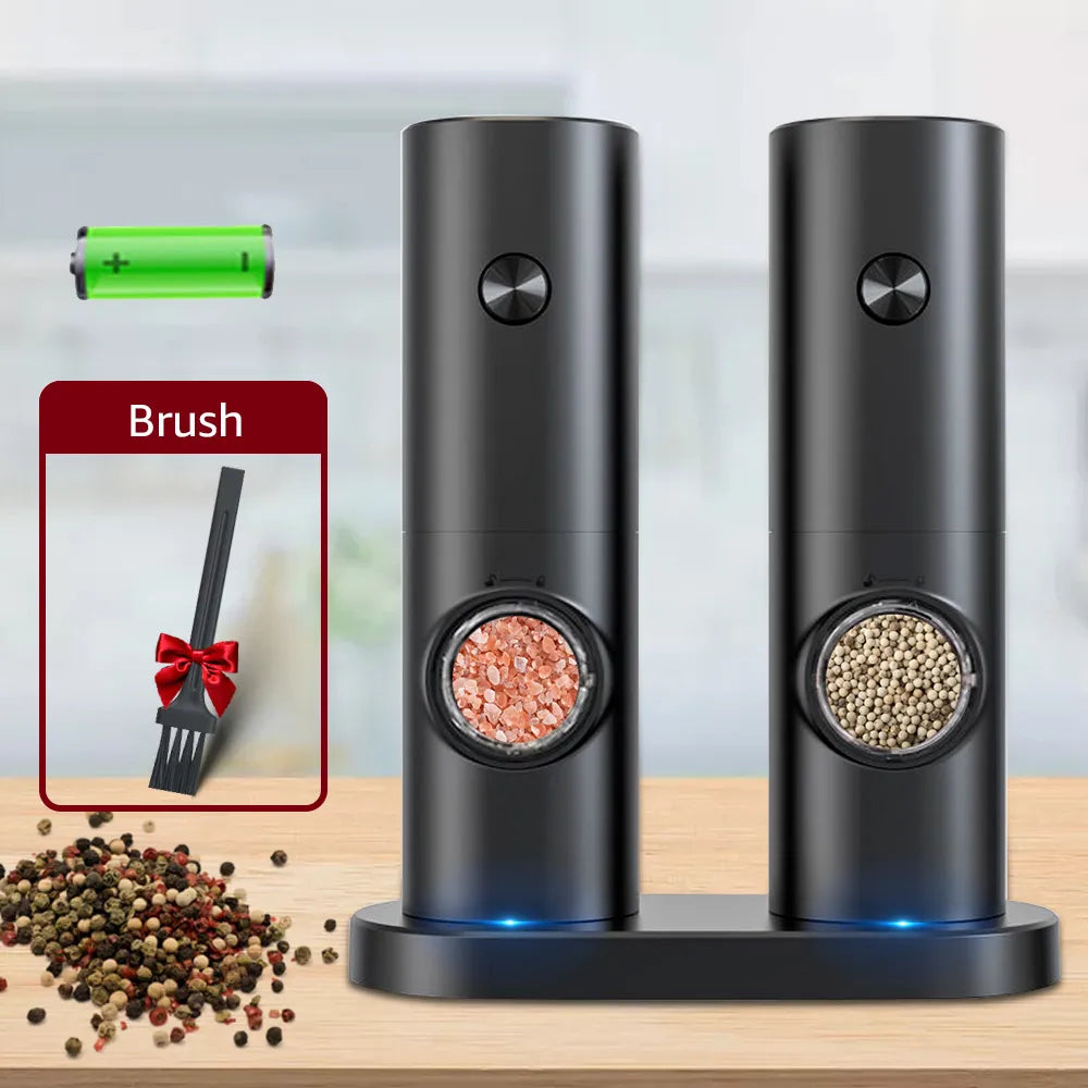 Electric Automatic Pepper And Salt Grinder Set, 2pcs Battery Powered, Adjustable Coarseness